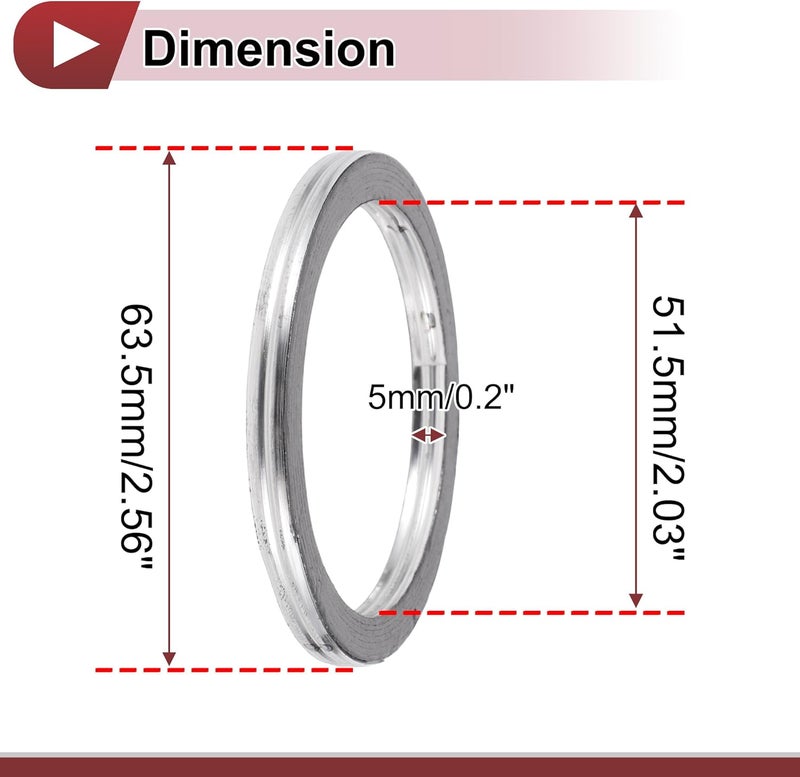 REPAIROCK ID 51.5mm Exhaust Manifold Gasket Prevent Leak Noise Exhaust Donut Gasket Muffler Ring Exhaust Flange Gasket for Car SUV Graphite Stainless Steel - Image 4